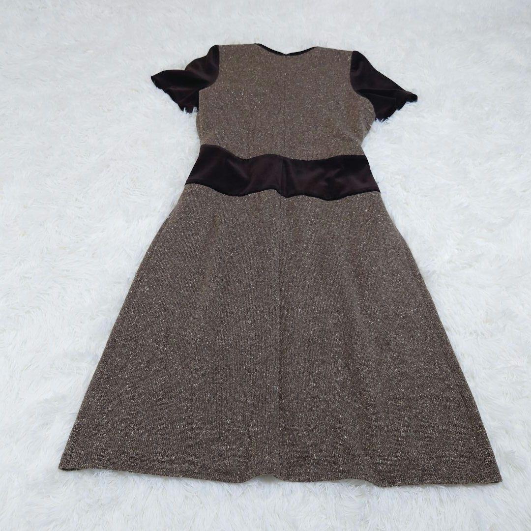 ★FOXEY BOUTIQUE★ カシミヤシルク切替ワンピース ブラウン 大きめ