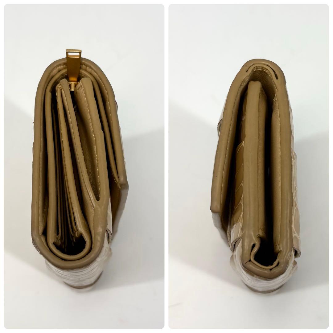 【美品・希少】　ボッテガヴェネタ　クロコダイル　三つ折り財布　カセット　イントレ