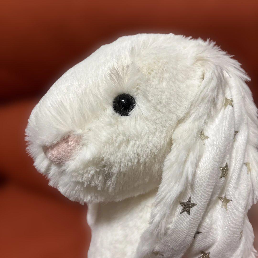  星柄耳の白いうさぎぬいぐるみ Twinkle Bunny