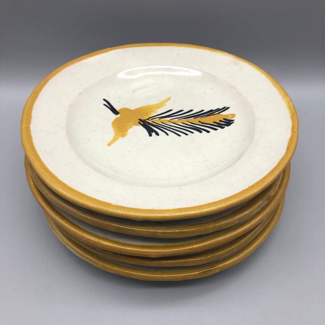 メキシコプエブラタラベラ焼ビンテージ陶器伝統工芸バード鳥中皿プレート19cmB