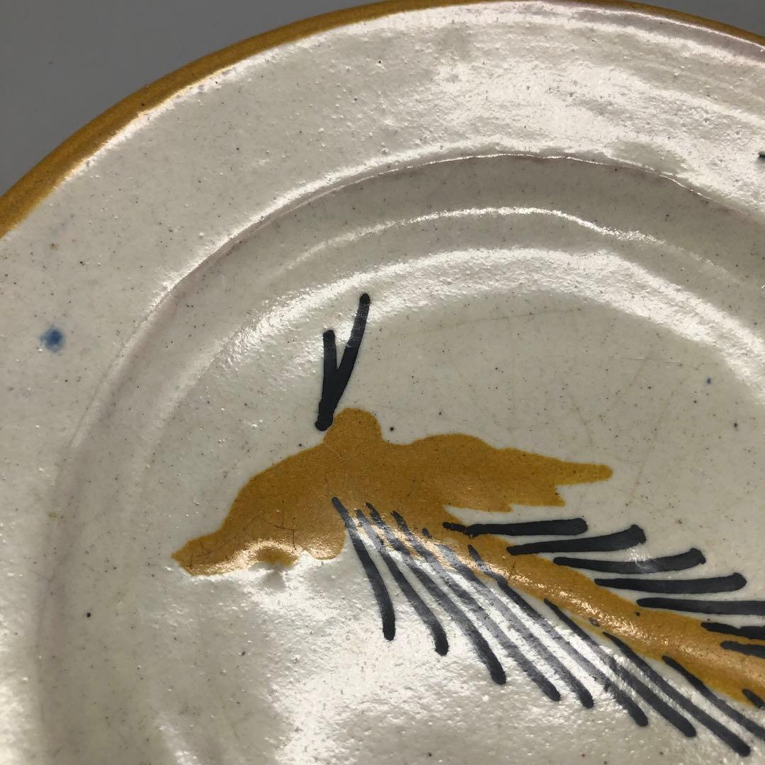メキシコプエブラタラベラ焼ビンテージ陶器伝統工芸バード鳥中皿プレート19cmB