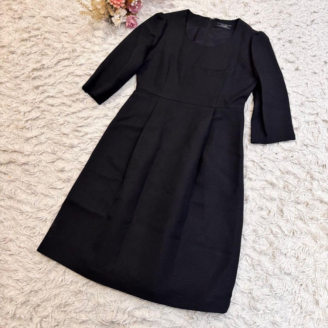 Leilian レリアン　フォーマルワンピース 黒 上品シルエット M