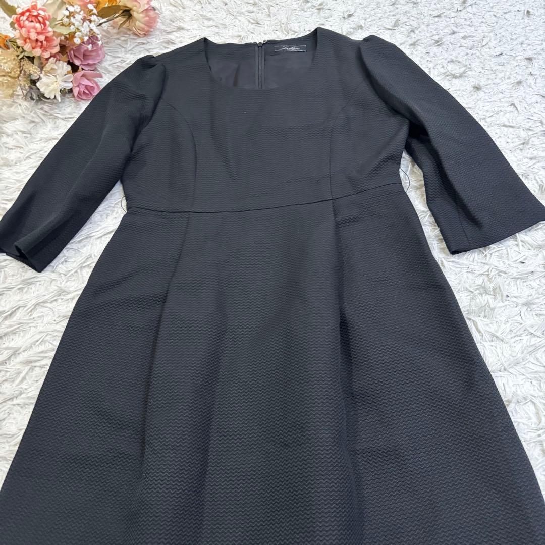Leilian レリアン　フォーマルワンピース 黒 上品シルエット M