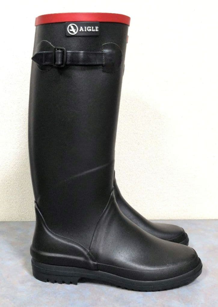 【美品】AIGLE エーグル　長靴　レインブーツ　ブラック×レッドライン　37
