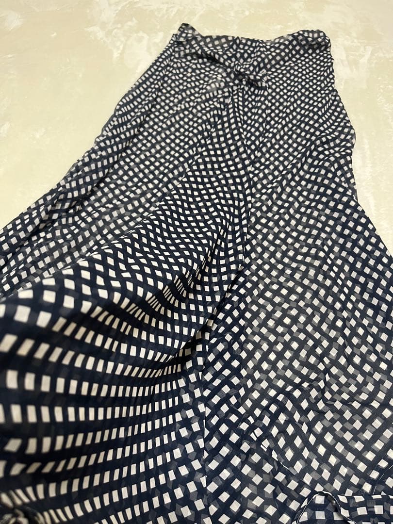 ISSEY MIYAKE イッセイミヤケ　スカート　巻きフレア　L チェック