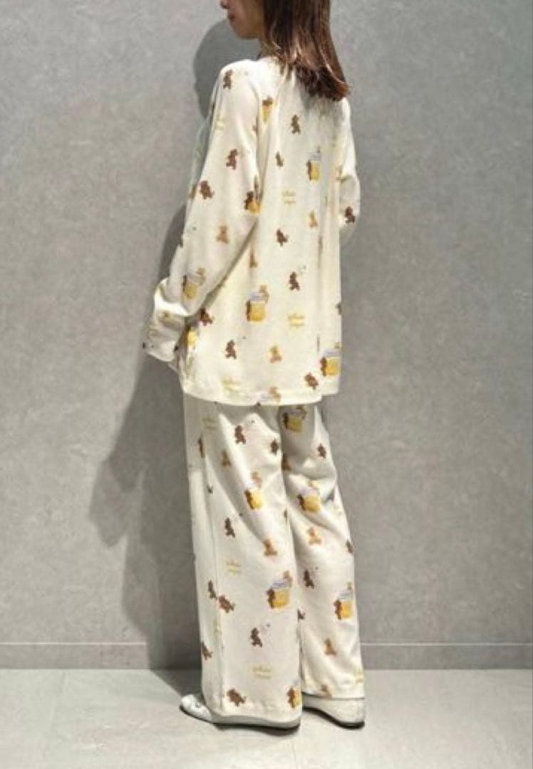 【新品】ジェラートピケ　はちみつベア柄プルオーバー&ロングパンツ　上下セット