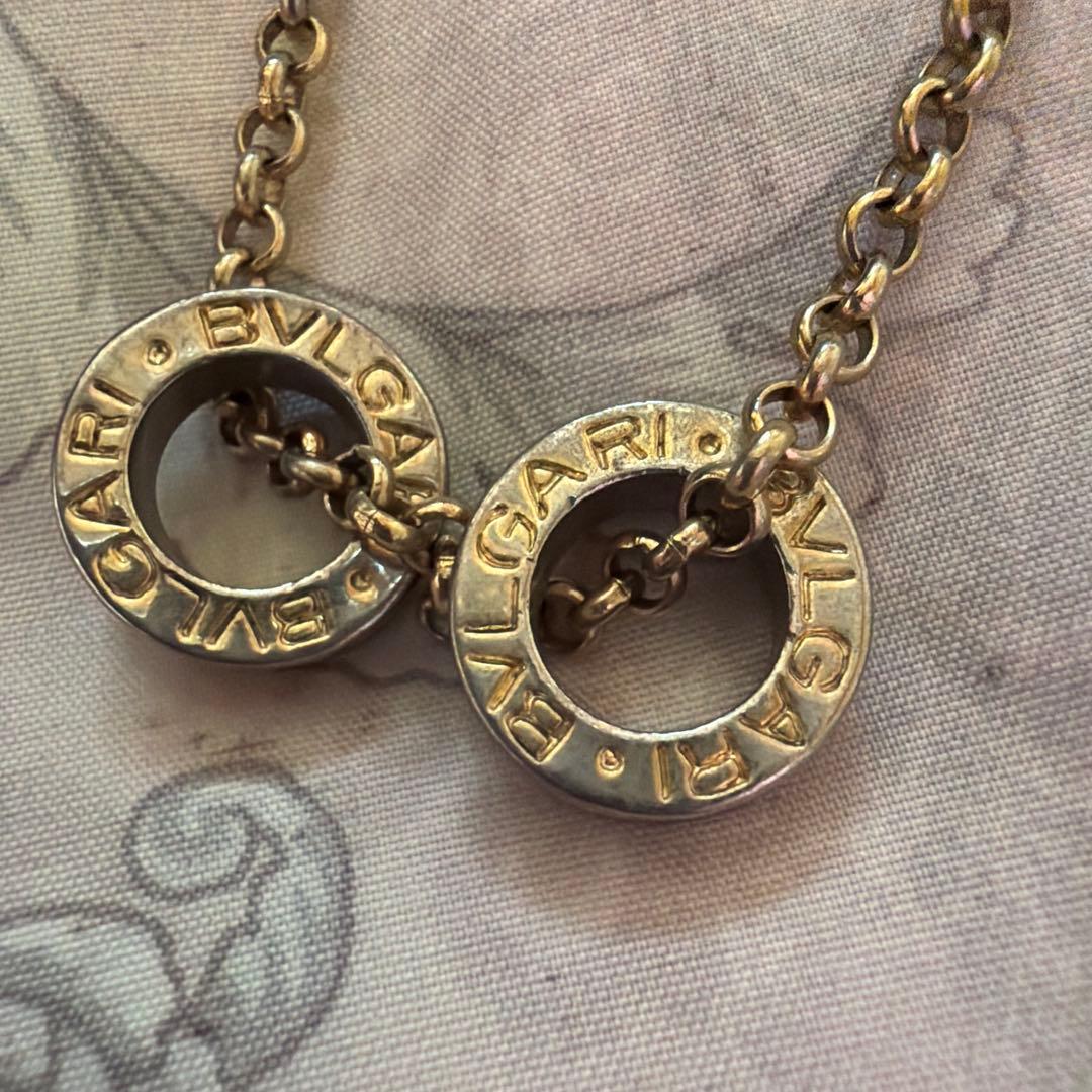 BVLGARI ダブルリングネックレス シルバー 約50cm