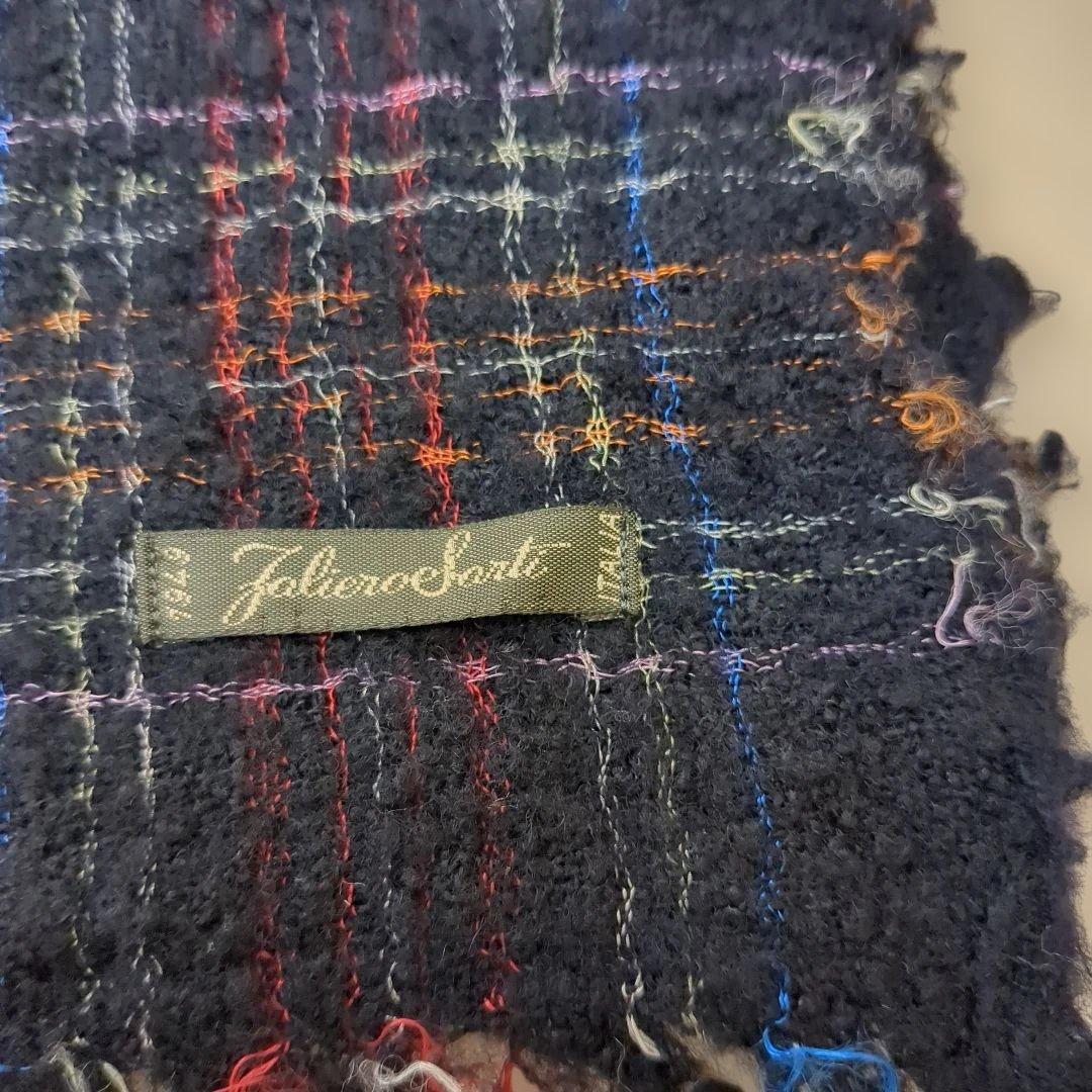 Faliero Sarti ネイビー チェック ストール