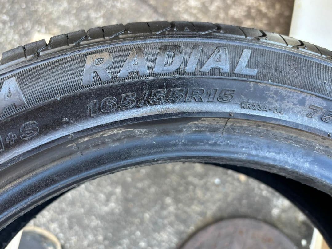 2024年式165/55R15ケンダ KOMET KR23A中古タイヤ4本セット