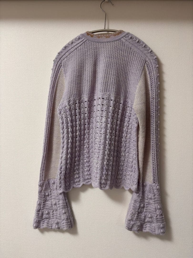 トップス Openwork Pattern Knitted Cardigan