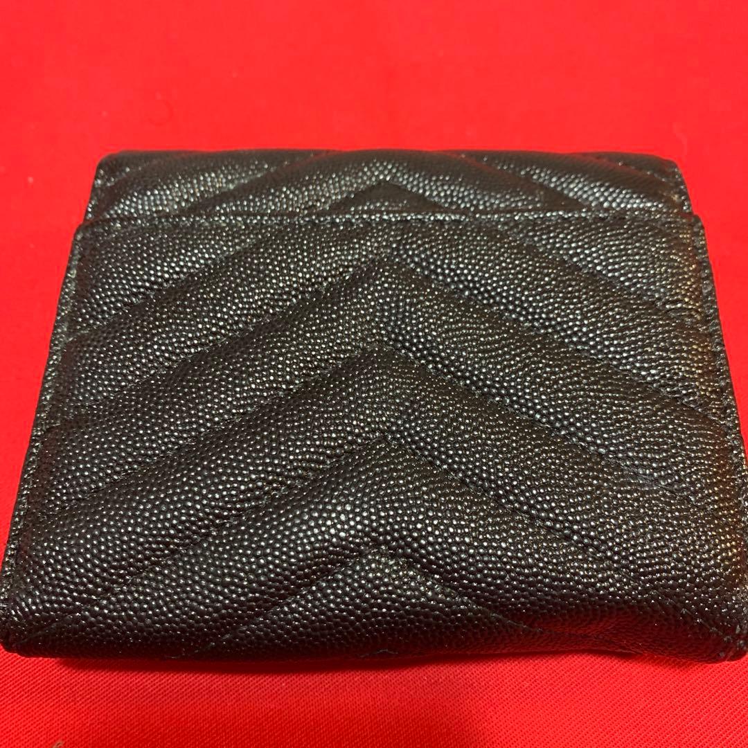 YSL ブラック 三つ折り財布 キルティングブラック