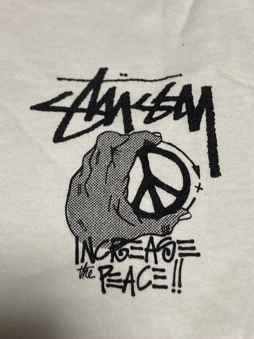 USA製黒タグステューシー ｔシャツＭ白increase the peace復刻