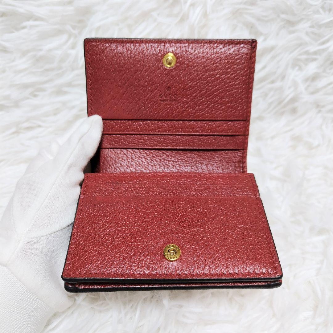 レア極美品✨グッチ◇オフィディアフローラコンパクト二つ折り財布　ゴールド金具赤茶