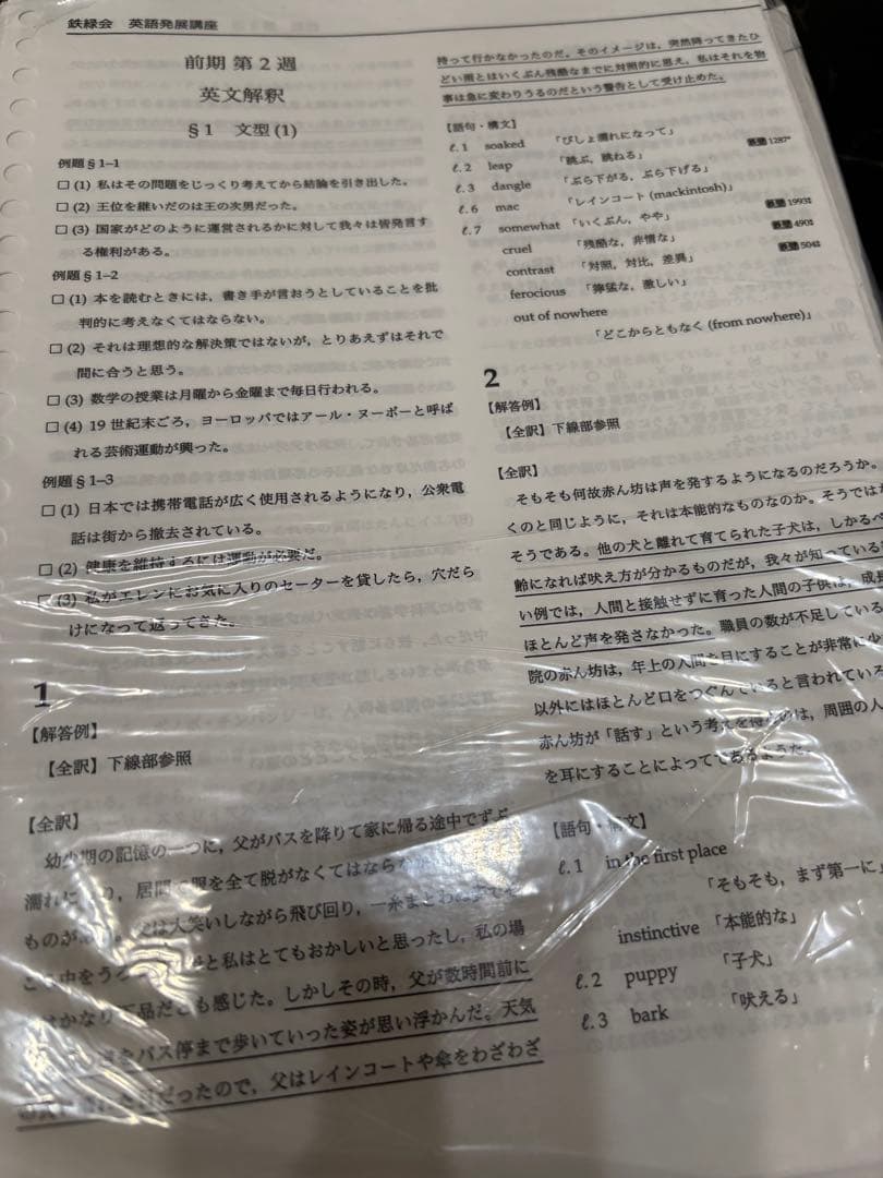 高1　英語　鉄緑会　教材　授業資料　セット