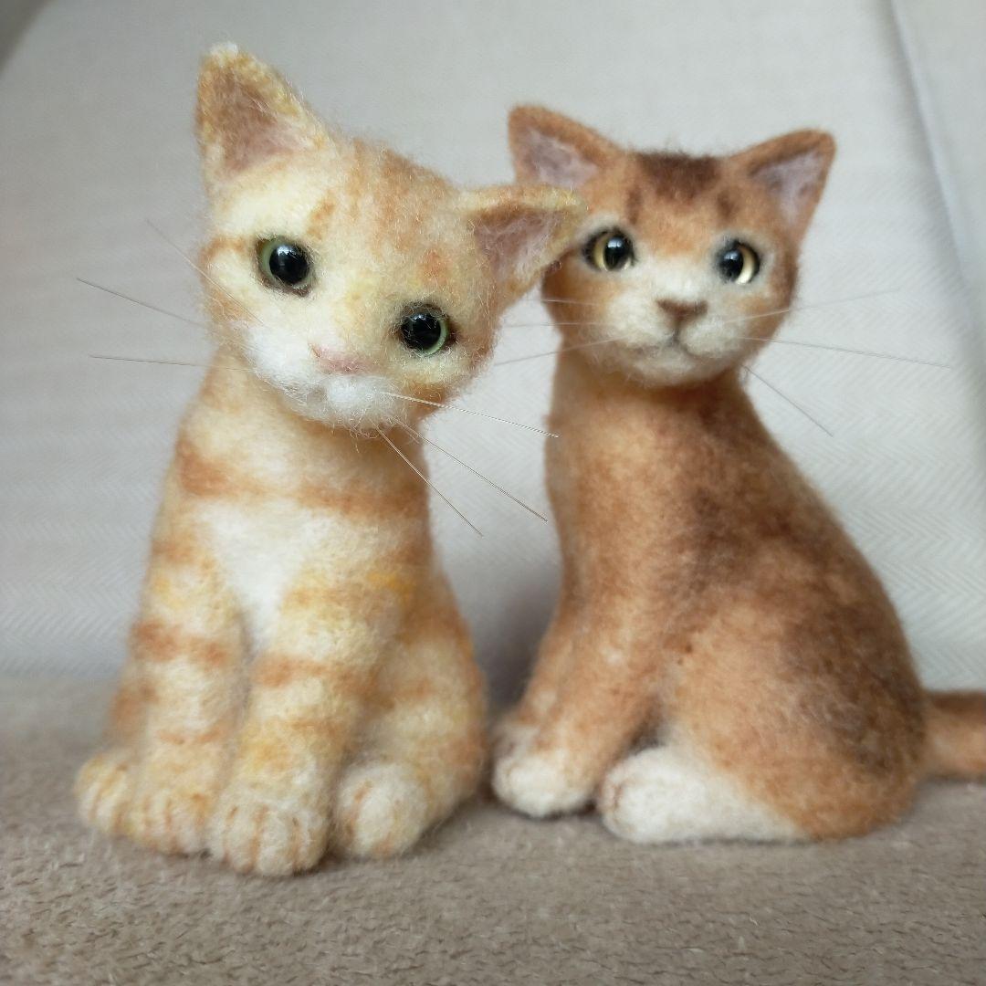 tomtom様用　羊毛フェルト　猫　アビシニアン＆茶トラ　ハンドメイド