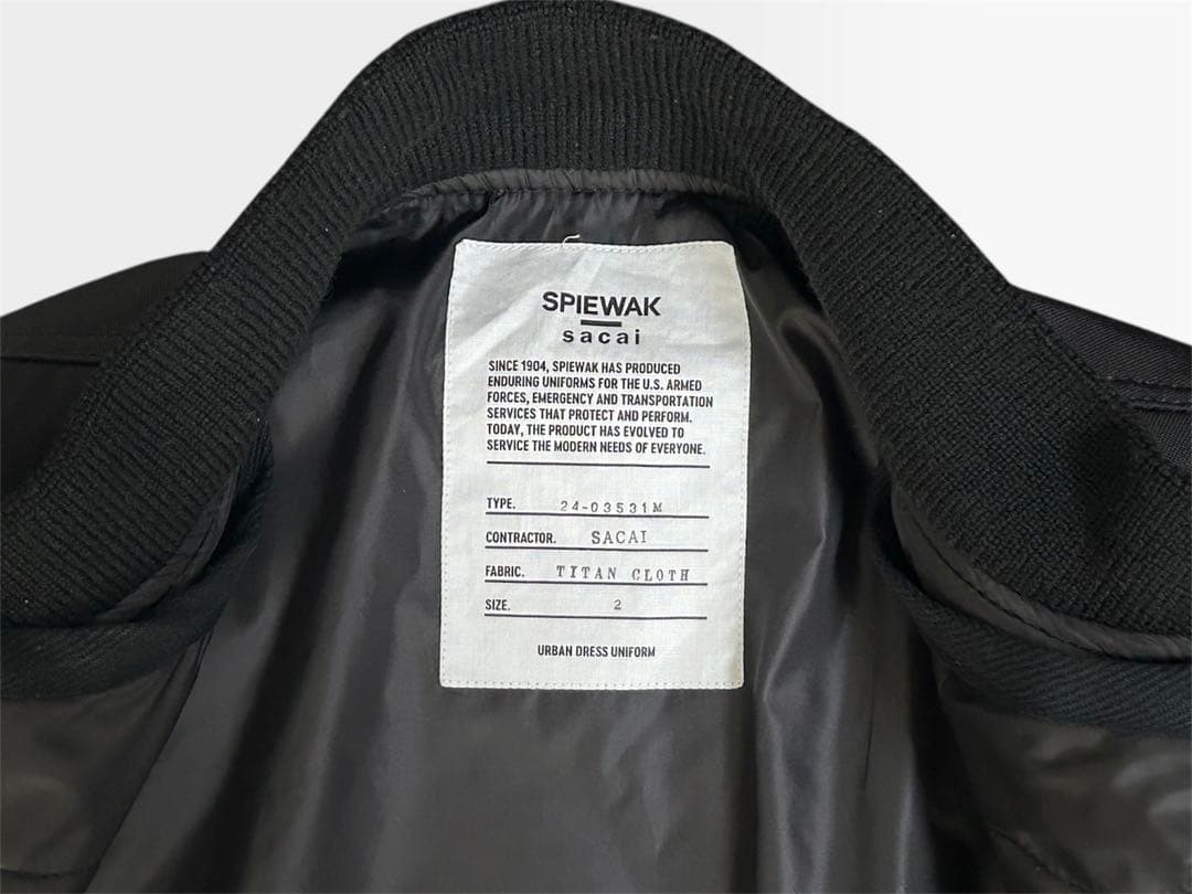 新品 sacai×SPIEWAK MA-1 24-03531M 黒 サイズ2