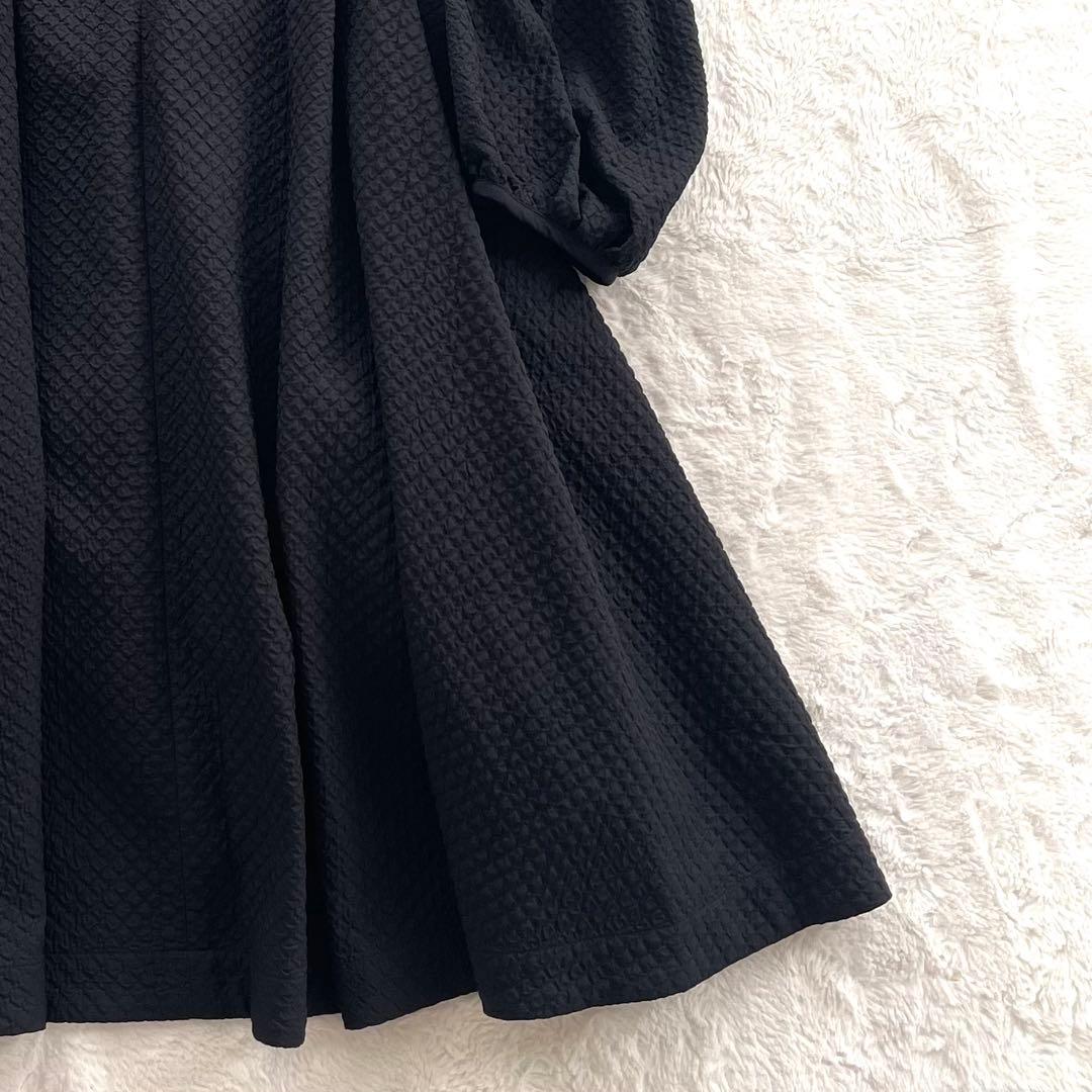 美品✨ CELFORD ふくれジャガードボリュームワンピース 黒 Freeサイズ