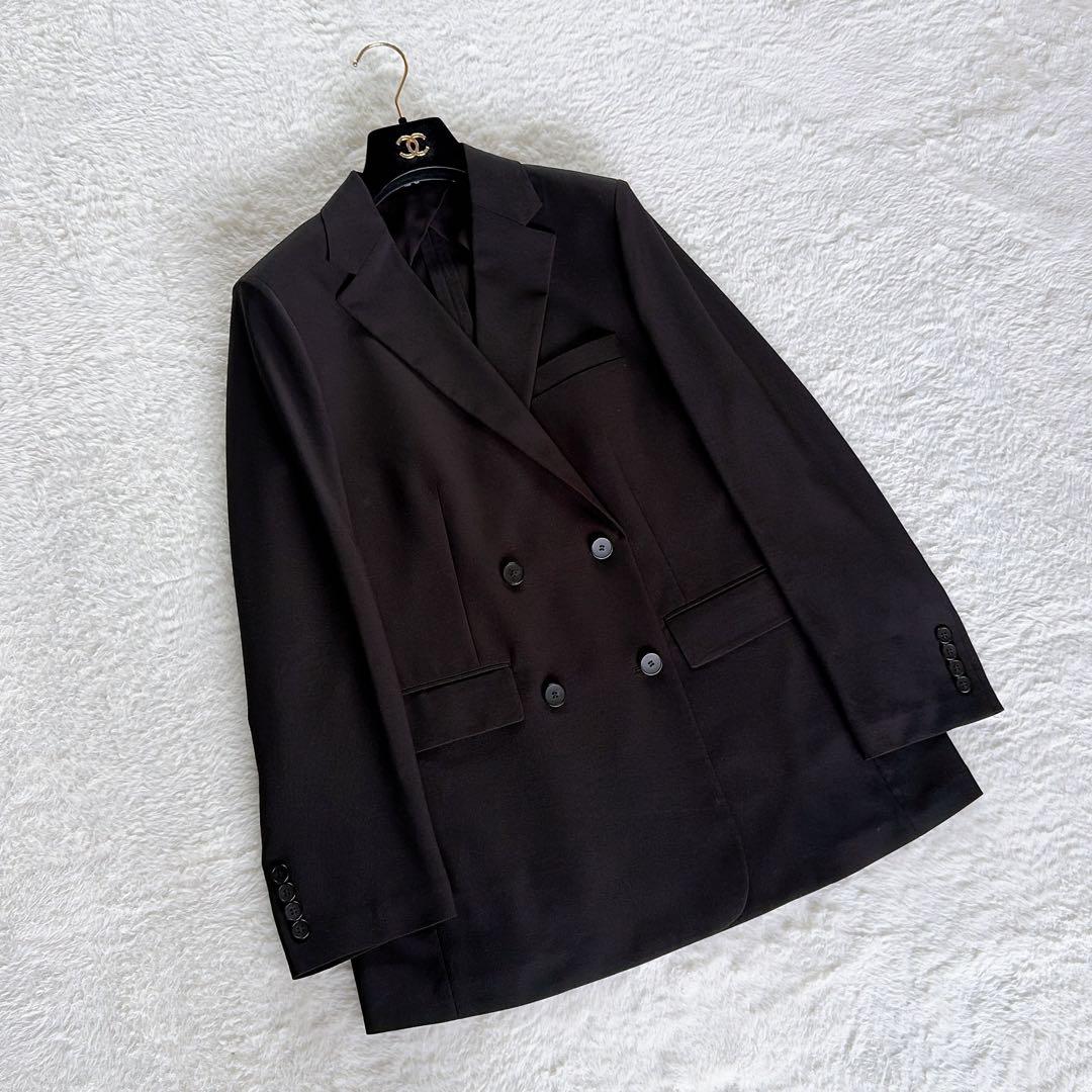 極美品✨【ユニクロC】感動ダブルジャケットリラックスフィット L黒 2025SS