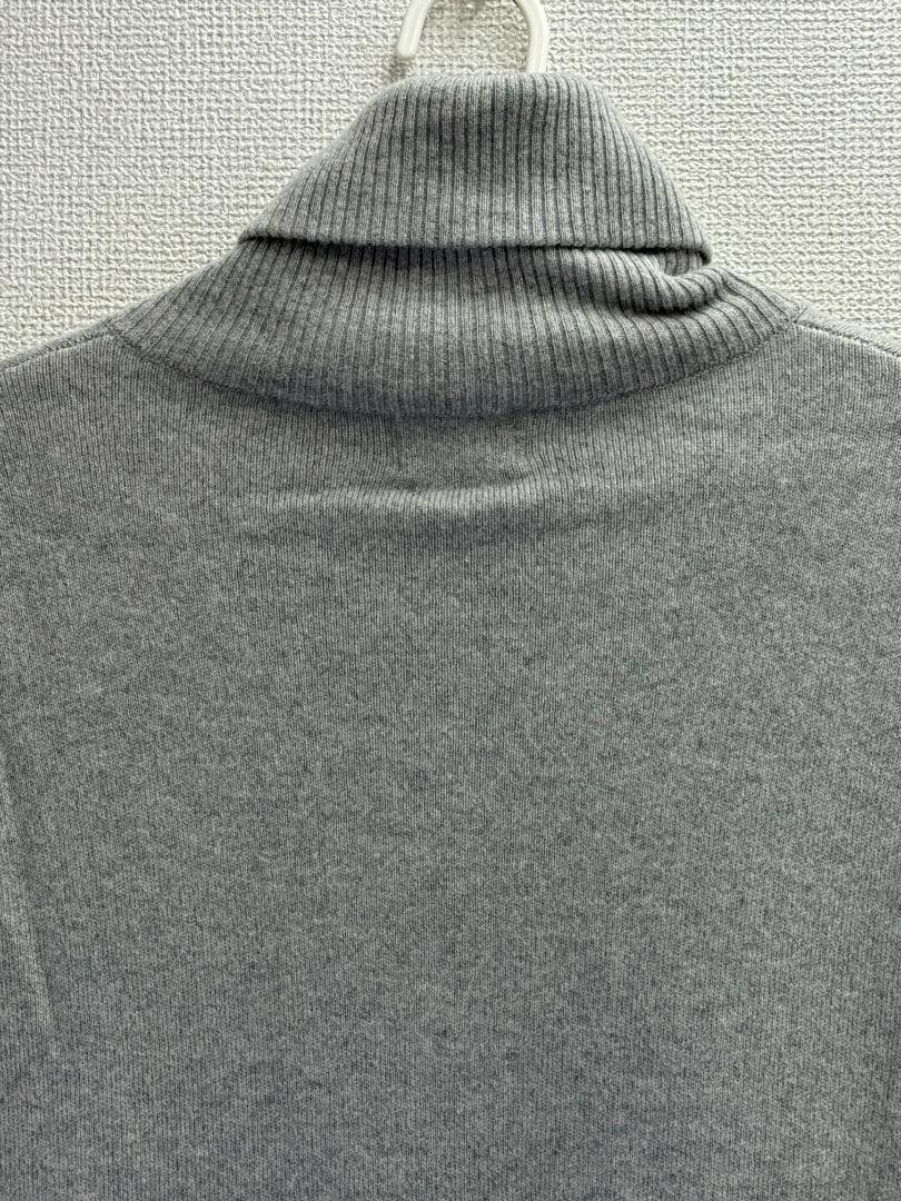 カシミヤ100％ ロングニットコート タートルネック LLサイズ グレー 上質