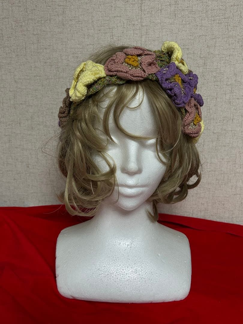 CA4LA カシラ　ラメ糸　ヘッドドレス　ヘアバンド　花冠　パンジー花