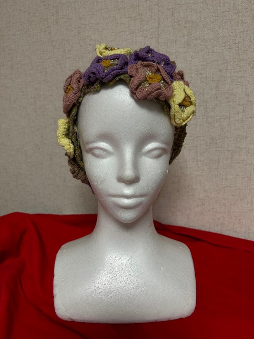 CA4LA カシラ　ラメ糸　ヘッドドレス　ヘアバンド　花冠　パンジー花