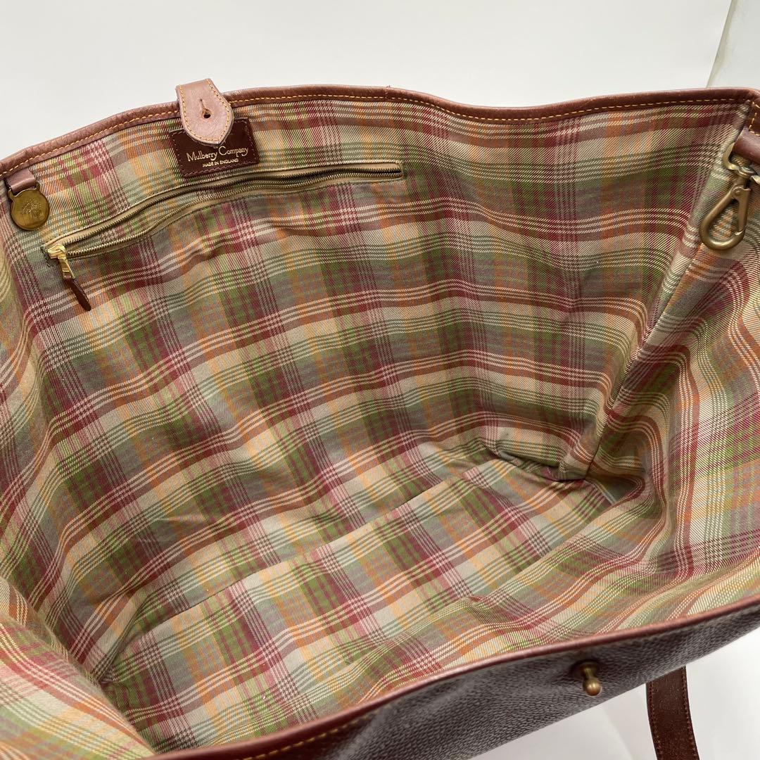 希少 MULBERRY マルベリー ビッグトート レザー ダークブラウン A4可