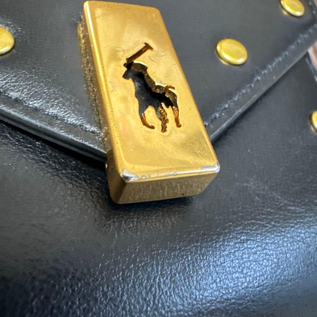 ポロラルフローレン Polo ID ポロスタッズ 三つ折り財布　黒