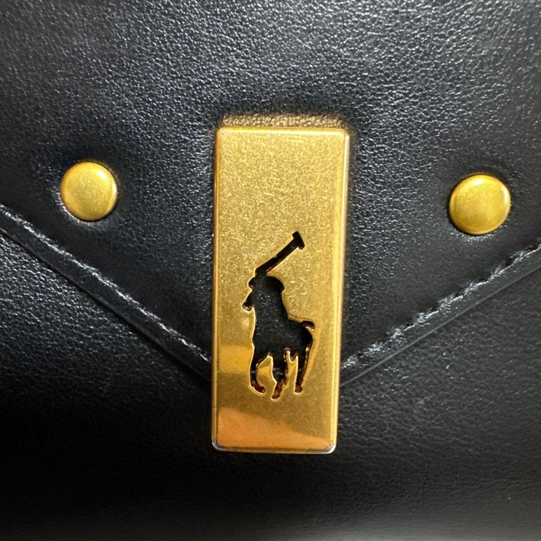 ポロラルフローレン Polo ID ポロスタッズ 三つ折り財布　黒