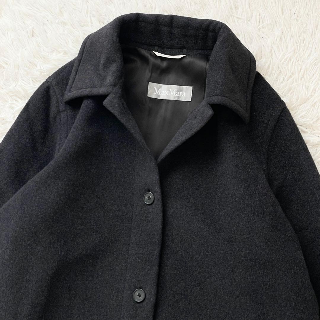 美品 伊製 Lサイズ Max Mara 銀タグ ステンカラーコート 大きいサイズ