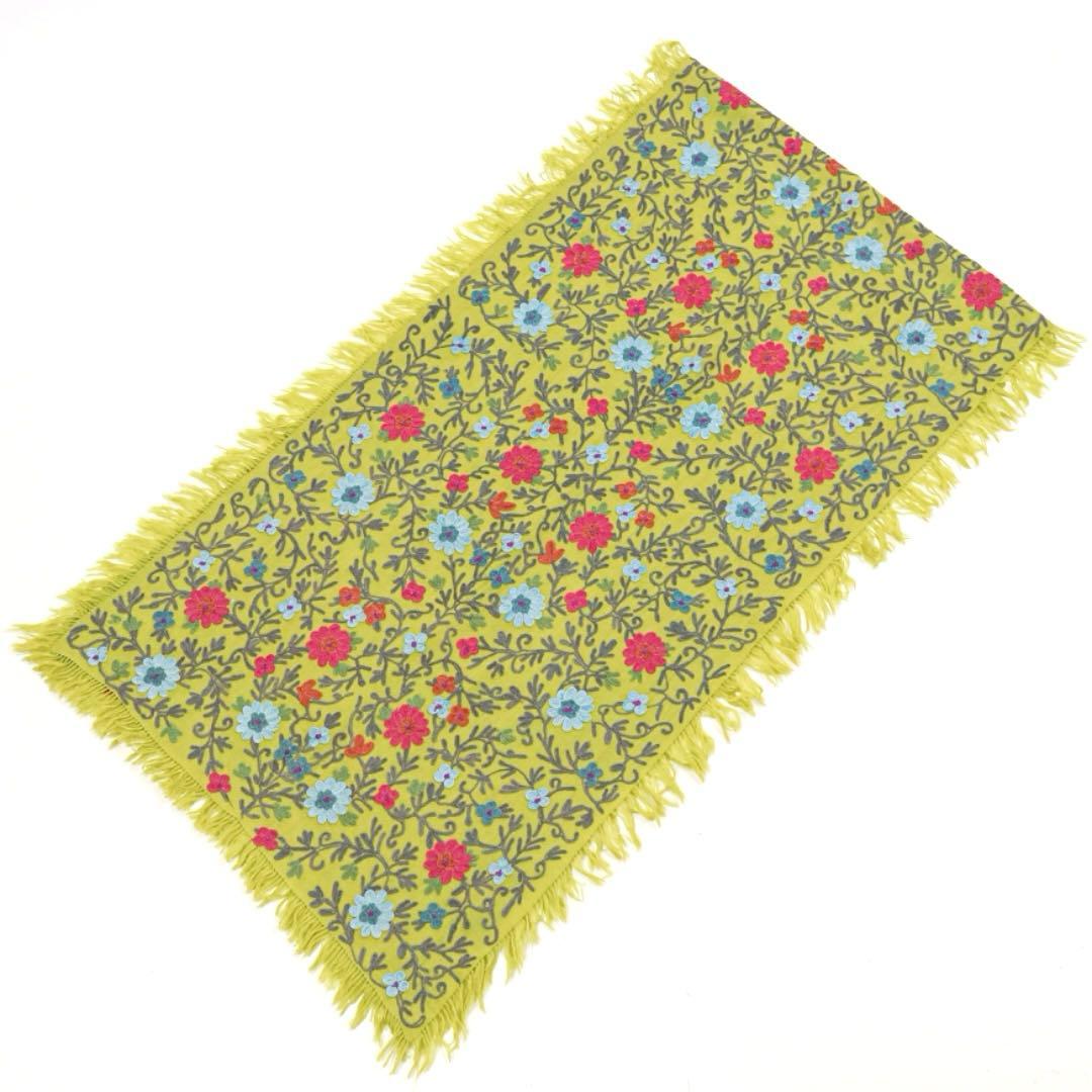 H5574-81◾️ターラブランカ　花刺繍インドウール　ストールマフラー