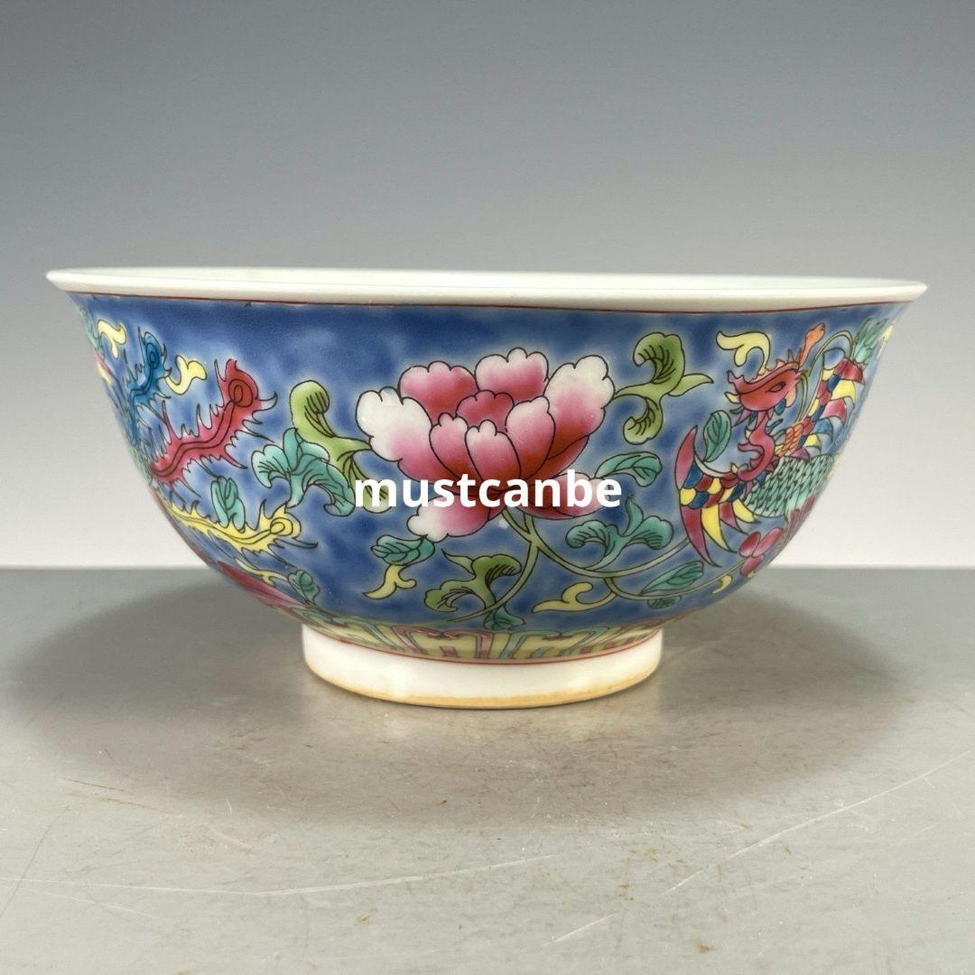 琺瑯彩鳳着牡丹紋碗 景徳鎮 陶磁器 装飾品 現代工芸品 美術品 置物