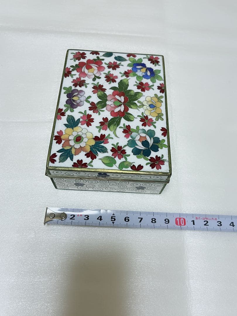 アンティーク七宝焼 金工銅胎 花柄 宝石箱 ジュエリーBOX
