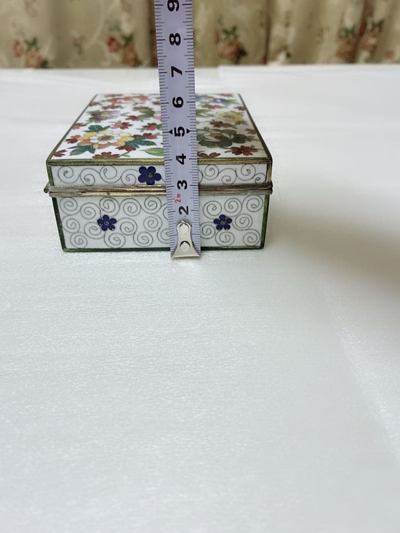 アンティーク七宝焼 金工銅胎 花柄 宝石箱 ジュエリーBOX