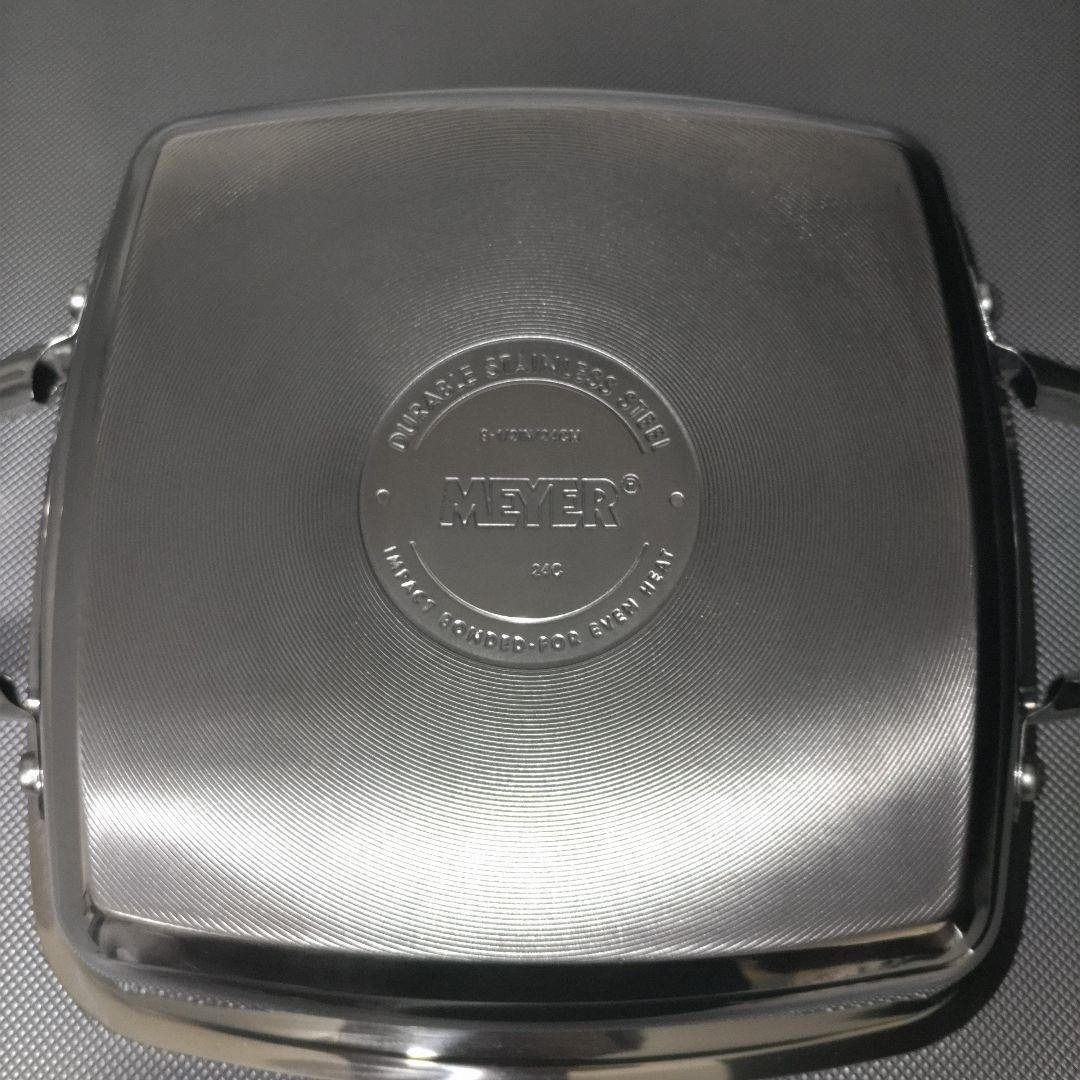 未使用品 MEYER マイヤー ステンレス スクエアグリルパン 24cm RED