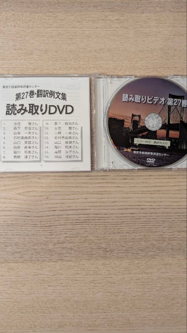 【月末まで予定】東京手話通訳等派遣センター読み取りビデオ 第27巻 DVD