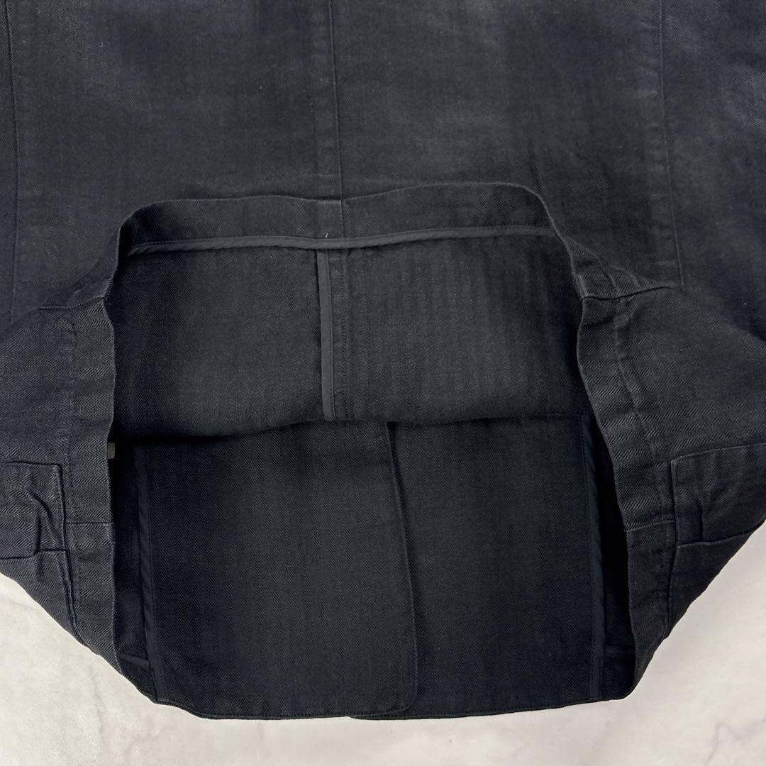 美品 PAPAS パパス リネン100％ テーラードジャケット 黒 日本製