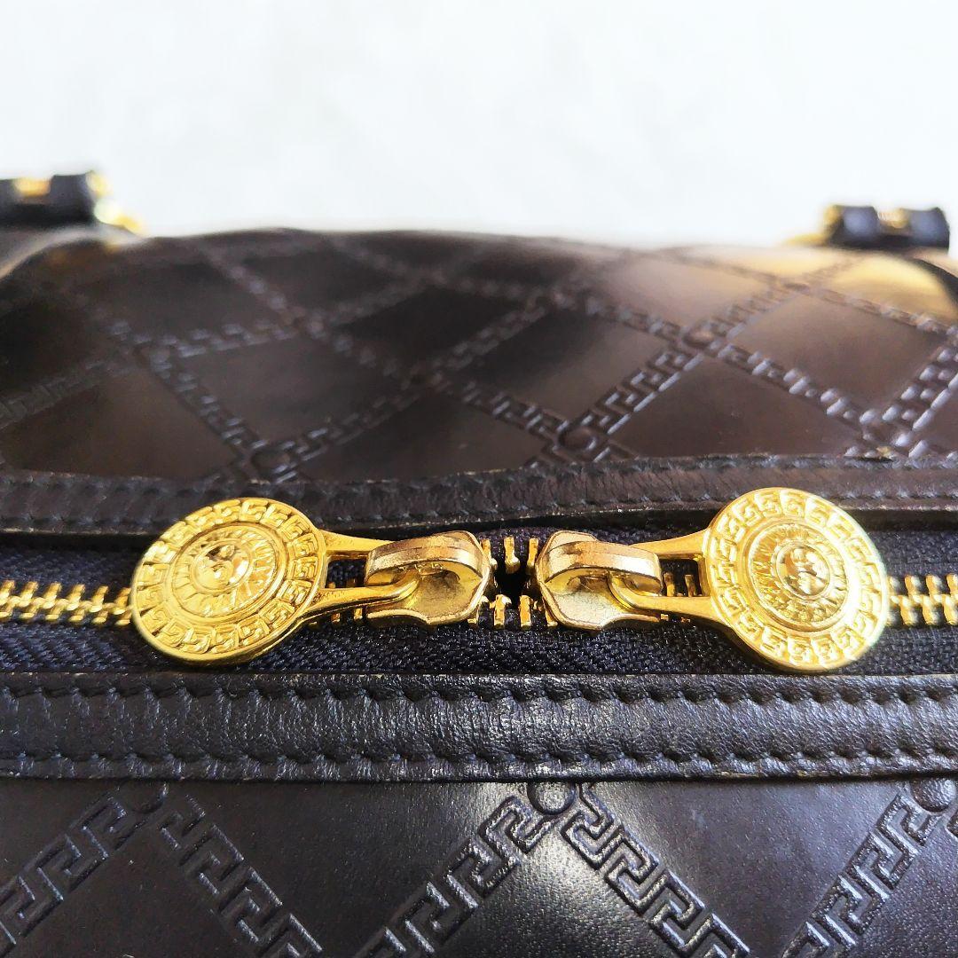 ベルサーチ VERSACE サンバースト ボストンバッグ レザー ブラック