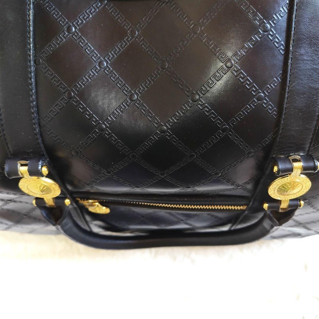 ベルサーチ VERSACE サンバースト ボストンバッグ レザー ブラック