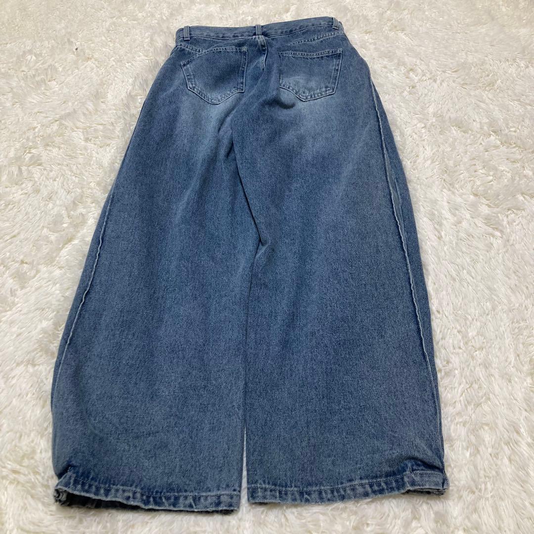 YENN SIDE PLEATED DENIM　カーブパンツ　ブルー　M