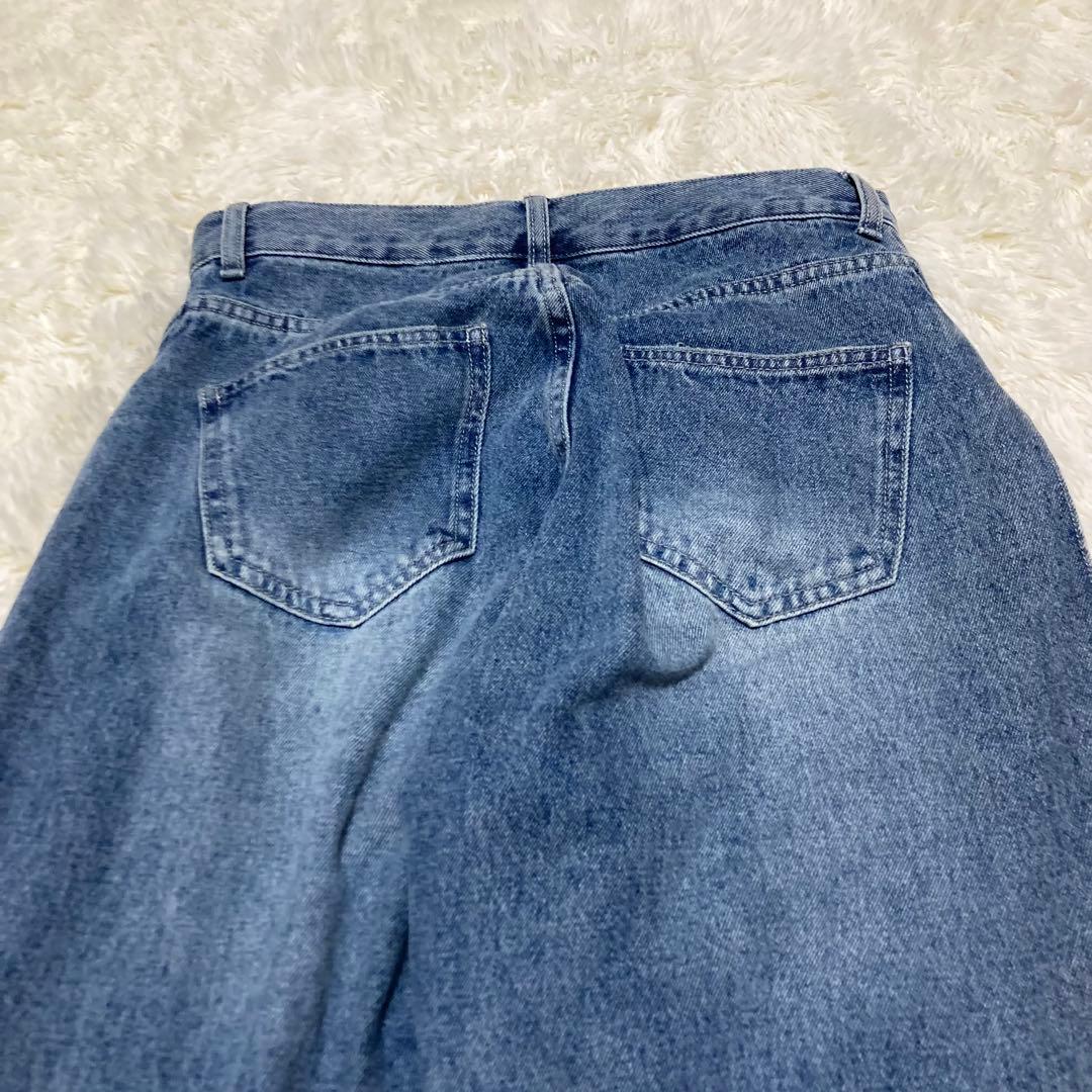 YENN SIDE PLEATED DENIM　カーブパンツ　ブルー　M