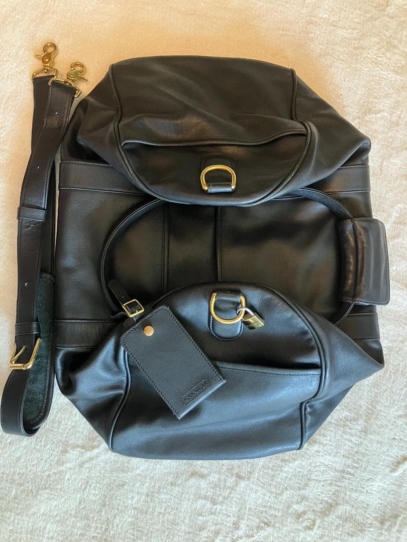 COACH 黒レザー ボストンバッグ ゴールド金具