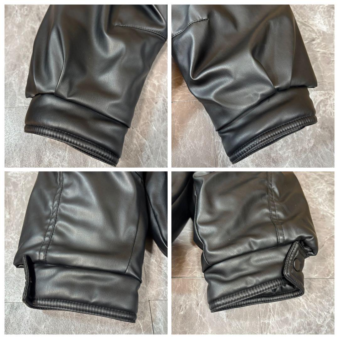 【ZARA】フェイクレザー/パフジャケット/中綿/ブラック/オーバーサイズ