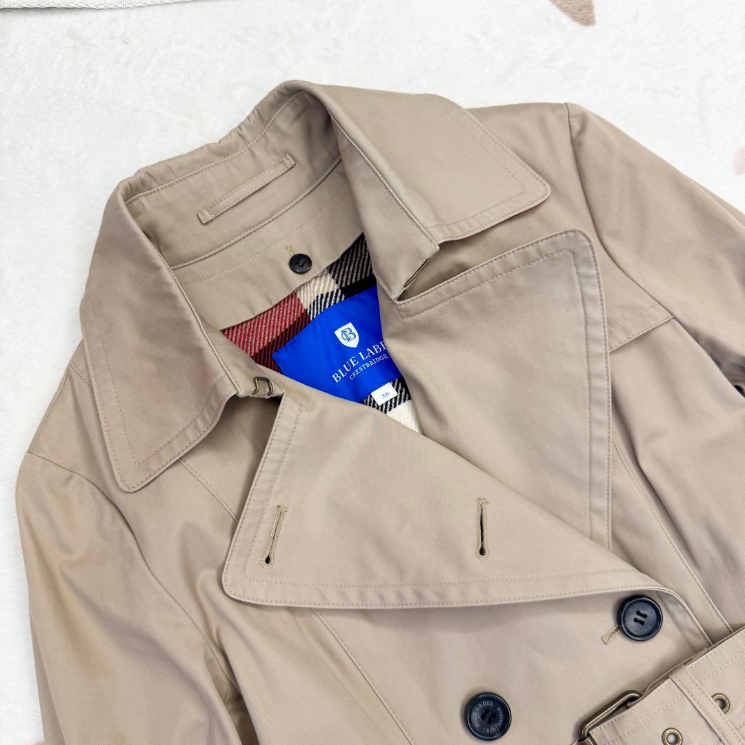 美品 ブルーレーベルクレストブリッジ トレンチコート チェック 38 ライナー