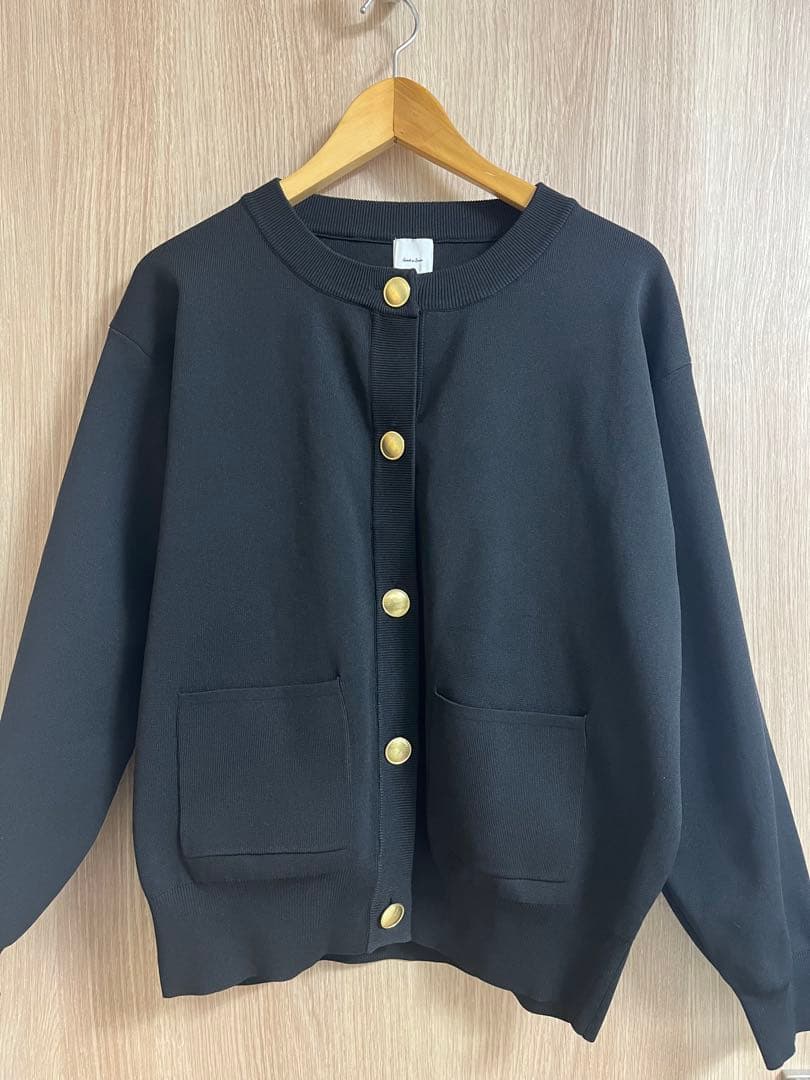Spick&Span スピック ウォッシャブルクルーネックカーディガン ブラック