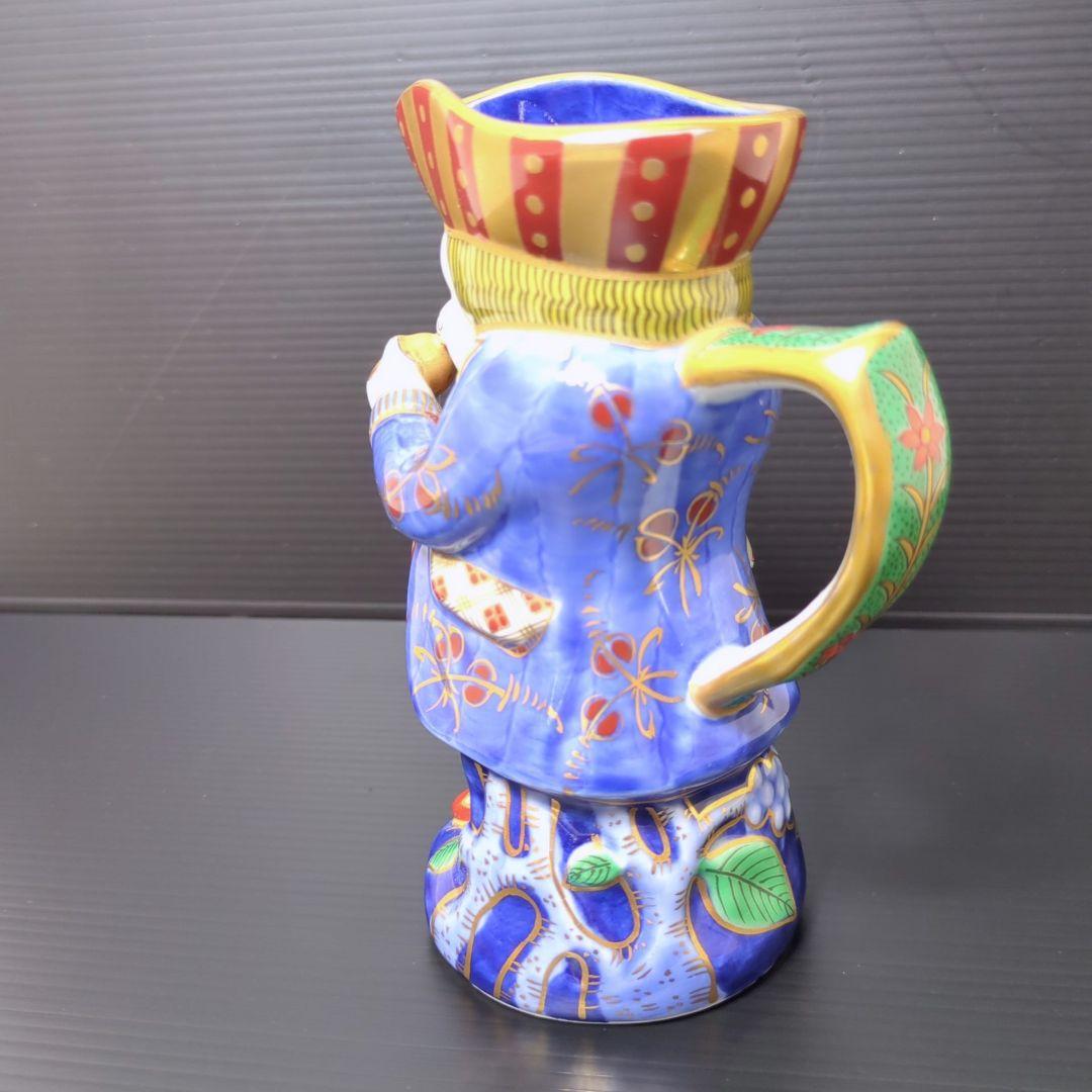 林九郎 作 有田焼 染錦紅毛人酒瓶 水注 高さ14cm 酒器 水入れ