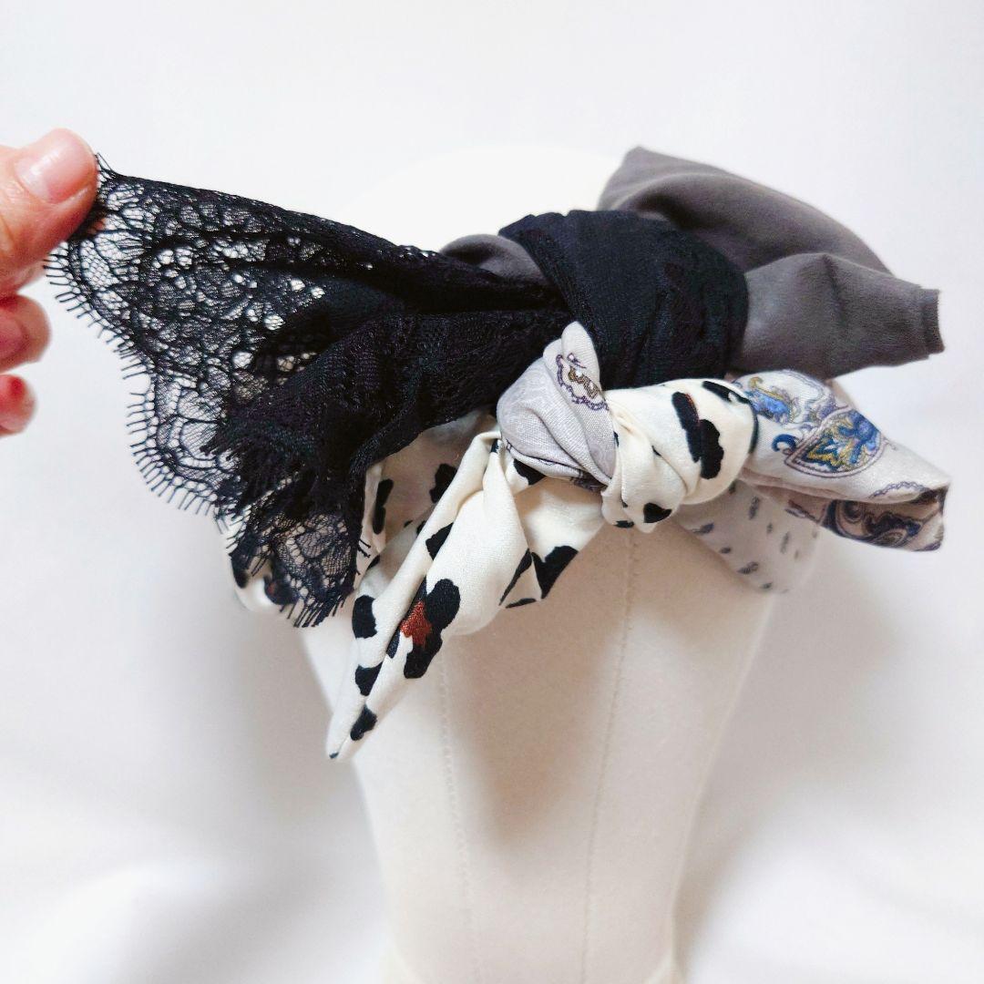 美品✨️　CA4LA　カシラ　 ヘアバンド 黒 グレー 白　レース　ヒョウ柄