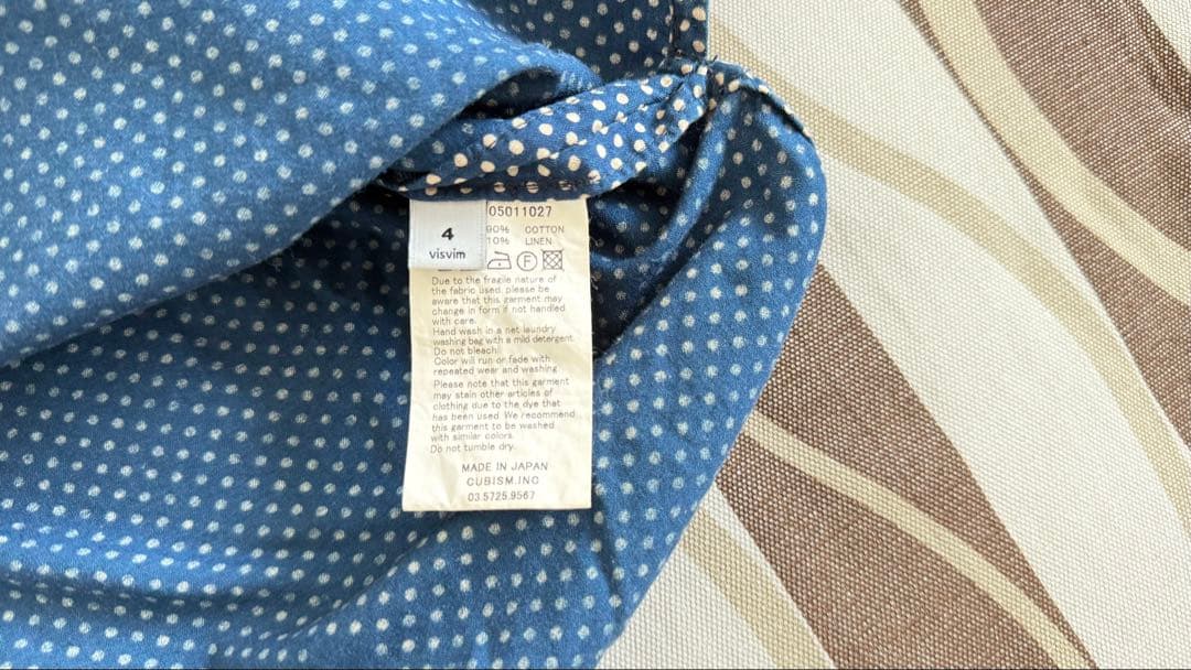 ビズビム VISVIM 長袖 KERCHIEF DOTS TUNIC SHIRT