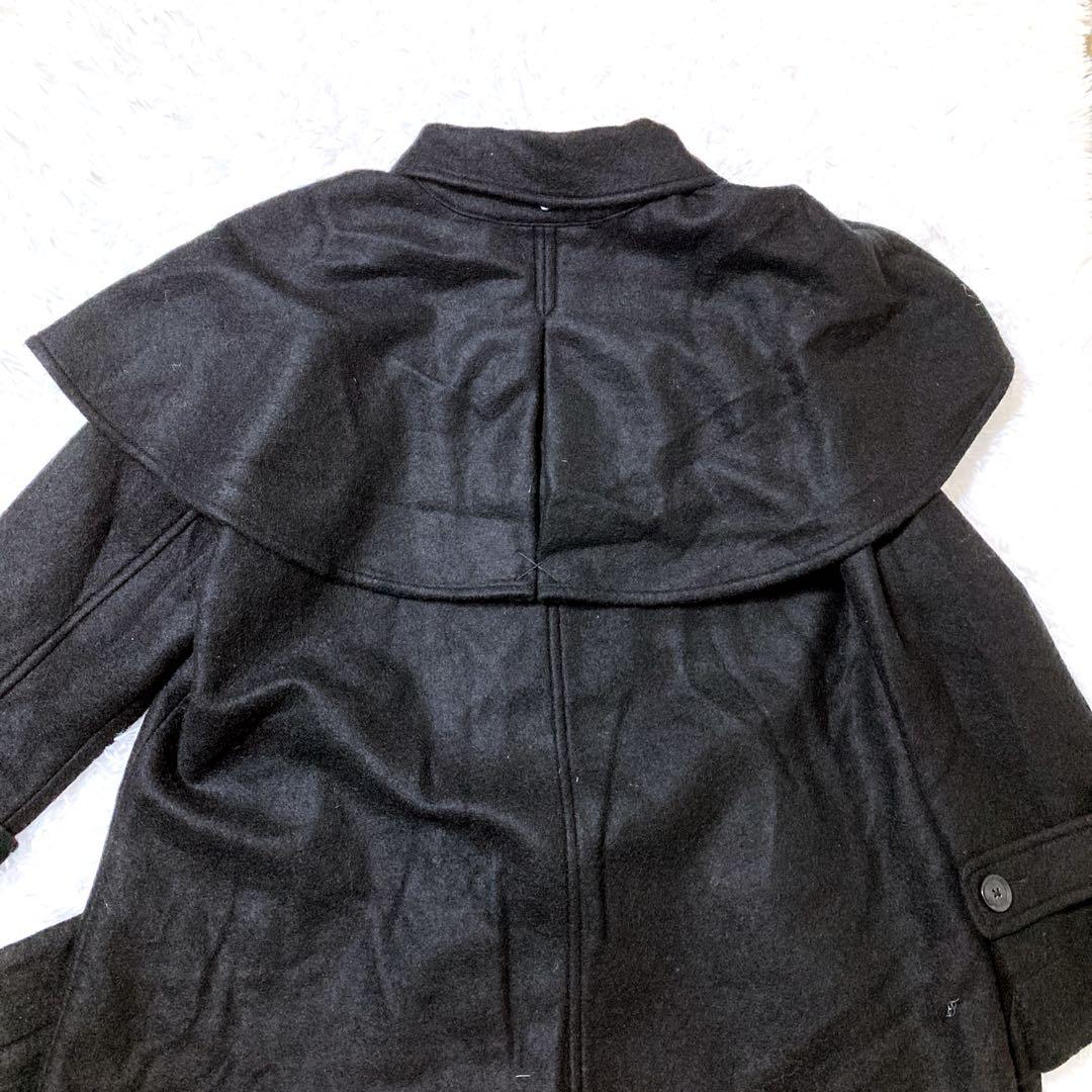 【極美品】サニークラウズ 魔女のケープ付きコート 取り外し可 黒 L ウール