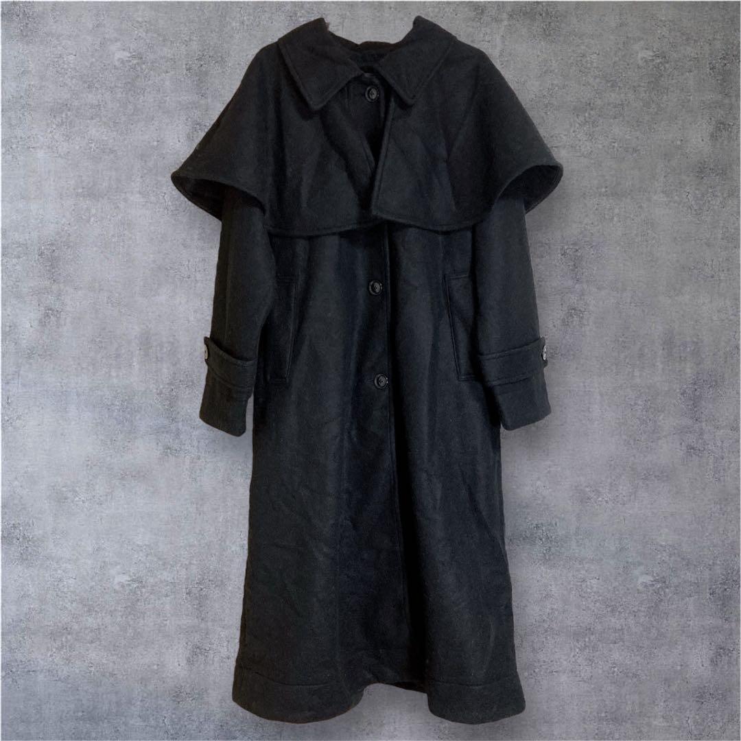 【極美品】サニークラウズ 魔女のケープ付きコート 取り外し可 黒 L ウール