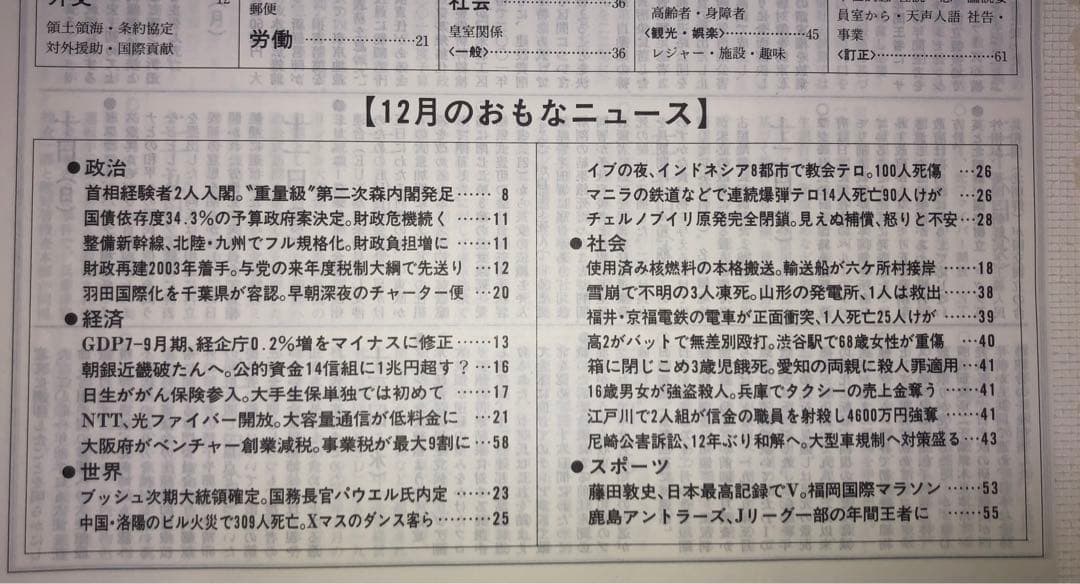 朝日新聞 縮刷版 2000年（平成12年） 7〜12月　6冊